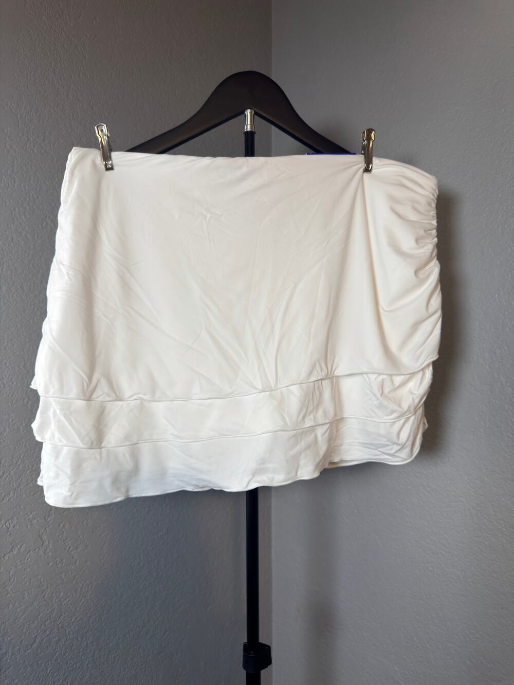 White Ruched Mini Skirt - Picture 1 of 6